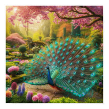 Custom Majestic Peacock Wall Poster 