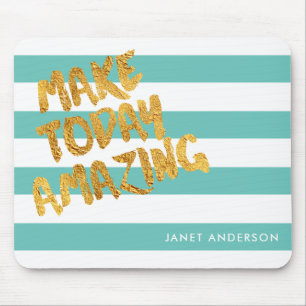 Custom Make Today Amazing Light Teal and Gold Mouse Pad