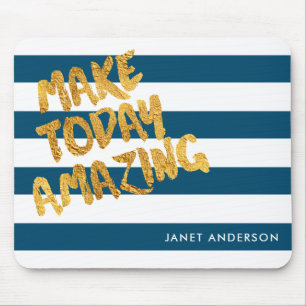 Custom Make Today Amazing Navy and Gold Mouse Pad