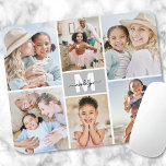 Custom Make Your Own 6 Photo Collage Mouse Pad<br><div class="desc">Personalized Initial Name Monogram Photo Collage Mouse Pad. Add a personal and stylish touch to your desk with this custom mouse pad, perfect for home or office use. The design features a grey box in the centre with a clean white initial and a black script name for a timeless monogram...</div>