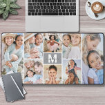 Custom Make Your Own 8 Photo Collage Desk Mat<br><div class="desc">Personalized Initial Name Monogram Photo Collage Desk Mat. Add a personal and stylish touch to your workspace with this custom desk mat, perfect as an office accessory or extra-large mouse pad for your work-from-home business. The design features a grey box in the centre with a crisp white initial letter and...</div>