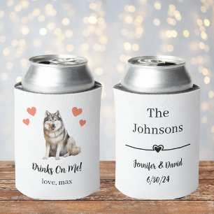 Custom Malamute Pet Wedding Can Cooler