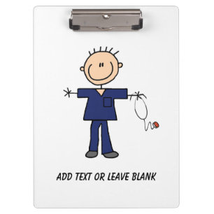 Custom Male Stick Figure Nurse Aide Clipboard