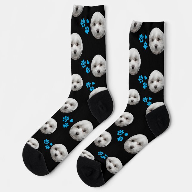 Custom Maltese Socks — Personalized Pet Photo Gift (Left)