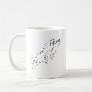 Custom Mama And Kids Holding Hands personalized Coffee Mug
