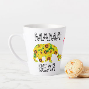 Custom MAMA BEAR Sunflowers Mom Happy Mother Day Latte Mug