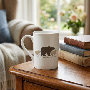 Custom Mama Bear With 2 Kid Names Mothers Day Gift Bone China Mug