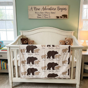 Custom Mama Bear With 2 Kid Names Mothers Day Gift Fabric