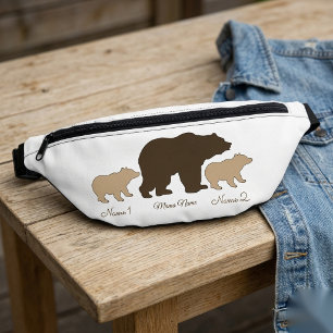 Custom Mama Bear With 2 Kid Names Mothers Day Gift Fanny Pack