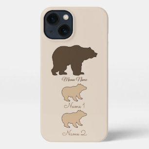 Custom Mama Bear With 2 Kid Names Mothers Day Gift iPhone 13 Case