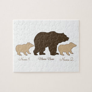Custom Mama Bear With 2 Kid Names Mothers Day Gift Jigsaw Puzzle