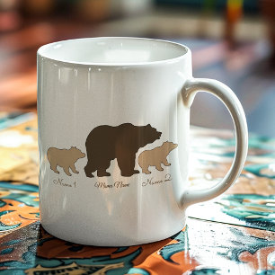Custom Mama Bear With 2 Kid Names Mothers Day Gift Large Coffee Mug