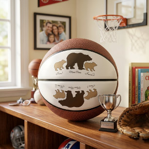 Custom Mama Bear With 2 Kid Names Mothers Day Gift Mini Basketball