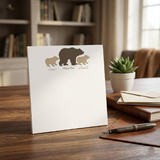 Custom Mama Bear With 2 Kid Names Mothers Day Gift Notepad