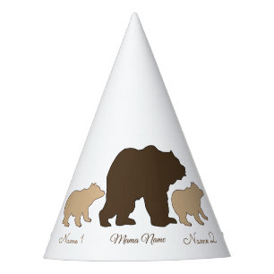 Custom Mama Bear With 2 Kid Names Mothers Day Gift Party Hat