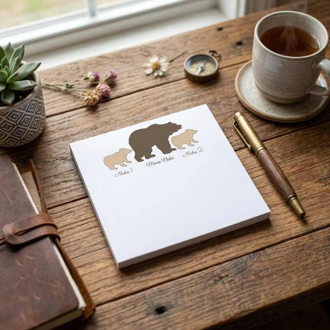 Custom Mama Bear With 2 Kid Names Mothers Day Gift Post-it Notes (Creator Uploaded)