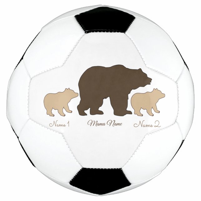 Custom Mama Bear With 2 Kid Names Mothers Day Gift Soccer Ball (Front)