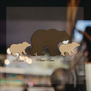 Custom Mama Bear With 2 Kid Names Mothers Day Gift Window Cling