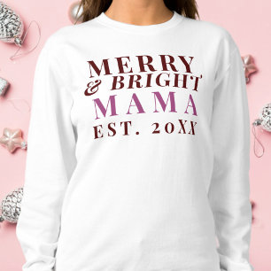Custom Mama Merry Bright Est. Year Minimalist Cool Sweatshirt