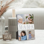 Custom Mama Mother's Day Kids 4 Photo Collage Plaque<br><div class="desc">Create a sweet gift for a beloved mom with this four photo collage plaque. "MAMA" appears in the centre in chic grey lettering,  with your custom message and children's names overlaid.</div>