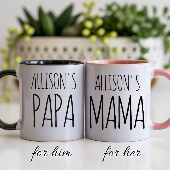Custom Mama & Papa Mug for First-Time Moms & Dads (Custom Mama and Papa Mug for First-Time Moms and Dads, New Mom Personalized Coffee Mug Gift)