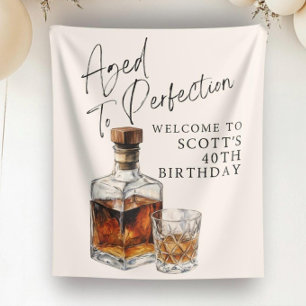 Custom Man Birthday backdrop Aged to perfection  Tapestry