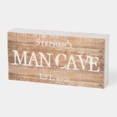 Custom Man Cave Personalized Gift Wooden Box Sign (Angled Horizontal)