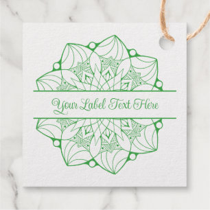 Custom Mandala Foil Label Tag - Green Accent