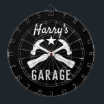 Custom manly car garage or mancave dart board<br><div class="desc">Custom manly car garage or mancave dart board gift. Cool hammer tool design with personalized name and background colour. Christmas or Birthday gift idea for husband, dad, boyfriend, grandpa, boss, coworker, carpenter, construction worker, builder, boy, kids etc. Trendy home decor for mechanic, auto repair shop, garage, man cave, contractor etc....</div>