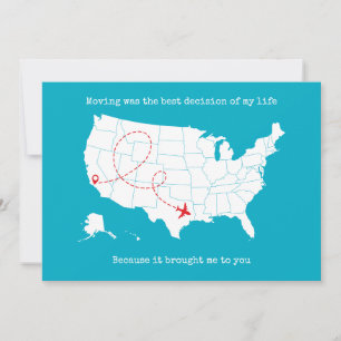 Custom Map and Photo Turquoise Valentine's Day  Holiday Card