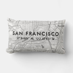 Custom Map & Coordinates Template San Francisco Lumbar Pillow