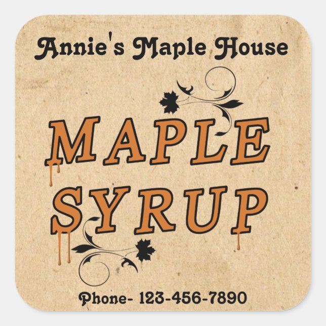 Custom Maple Syrup Business Product Sticker (Front)