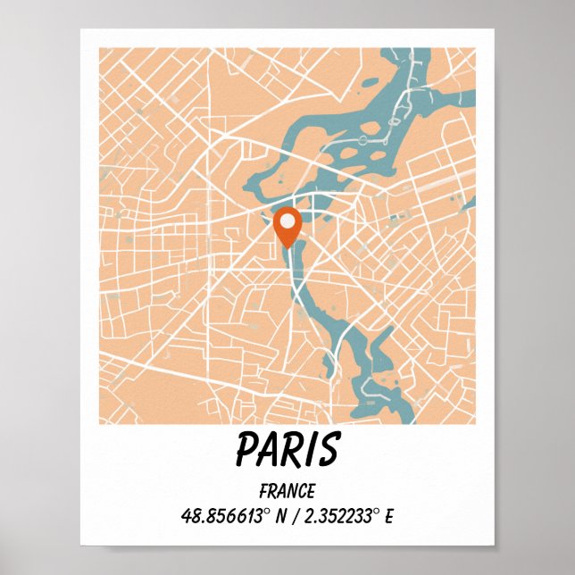 Custom Maps, City Map Prints, Custom Map Print (Front)