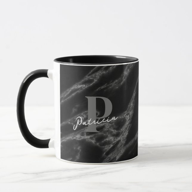 Custom Marble Black  Mug (Left)