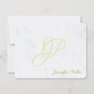 Custom Marble Gold Handwriting Script Text Modern Card