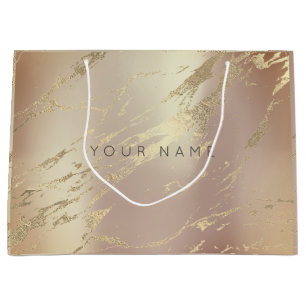 Custom Marble Gold Metallic Abstract Copper Blush Large Gift Bag