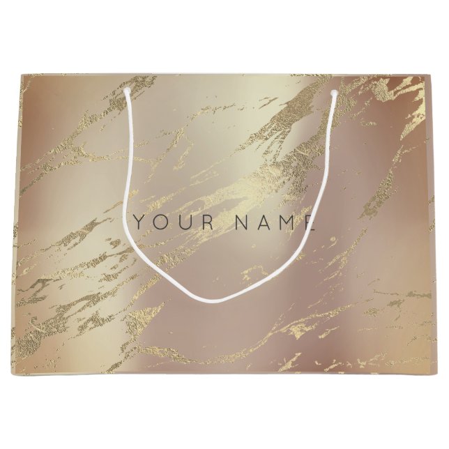 Custom Marble Gold Metallic Abstract Copper Blush Large Gift Bag (Front)