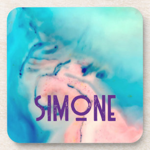 custom marble ink swirl blue Hard plastic coaster