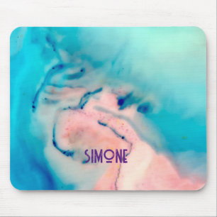 custom marble ink swirl blue pink Mousepad