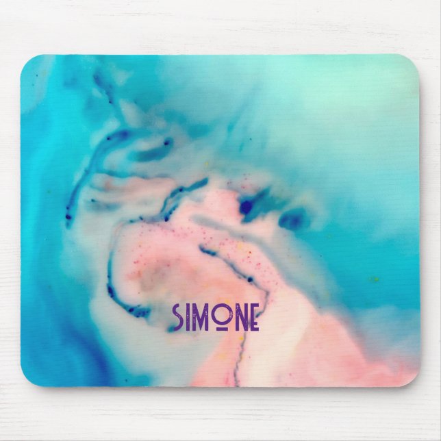 custom marble ink swirl blue pink Mousepad (Front)
