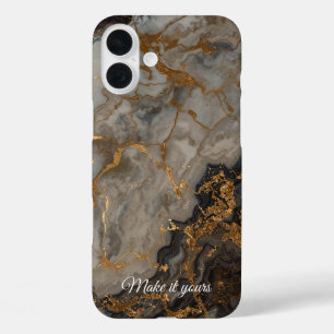 Custom Marble Name Phone Case – Elegant Gold Vein 