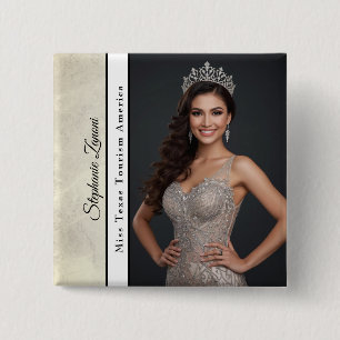 Custom Marble Pageant Sash Photo Button Pin
