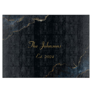 Custom Marble Pattern, Blue Accent Cutting Board