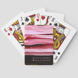 Custom Marble Stripes Pink Burgundy Ombre Abstract Playing Cards