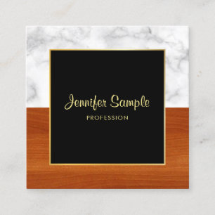 Custom Marble Wood Gold Modern Elegant Template Square Business Card