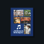 Custom Marching Band Orchestra Music Photo Collage Canvas Print<br><div class="desc">This custom marching band or orchestra photo collage design features your uploaded photo/s, musical notes and 2 lines of custom text. Add your musician's name, band or orchestra name or any text you'd like. Change the background colour to match your school's colours. Just click on "customize" and then the small...</div>