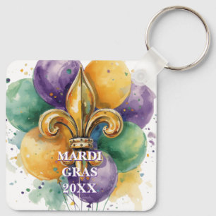 Custom Mardi Gras Colors Keychain