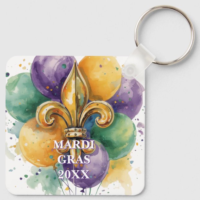 Custom Mardi Gras Colors Keychain (Back)