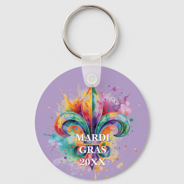 Custom Mardi Gras Colors Keychain (Front)