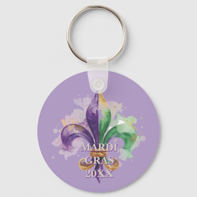 Custom Mardi Gras Colors Keychain (Front)